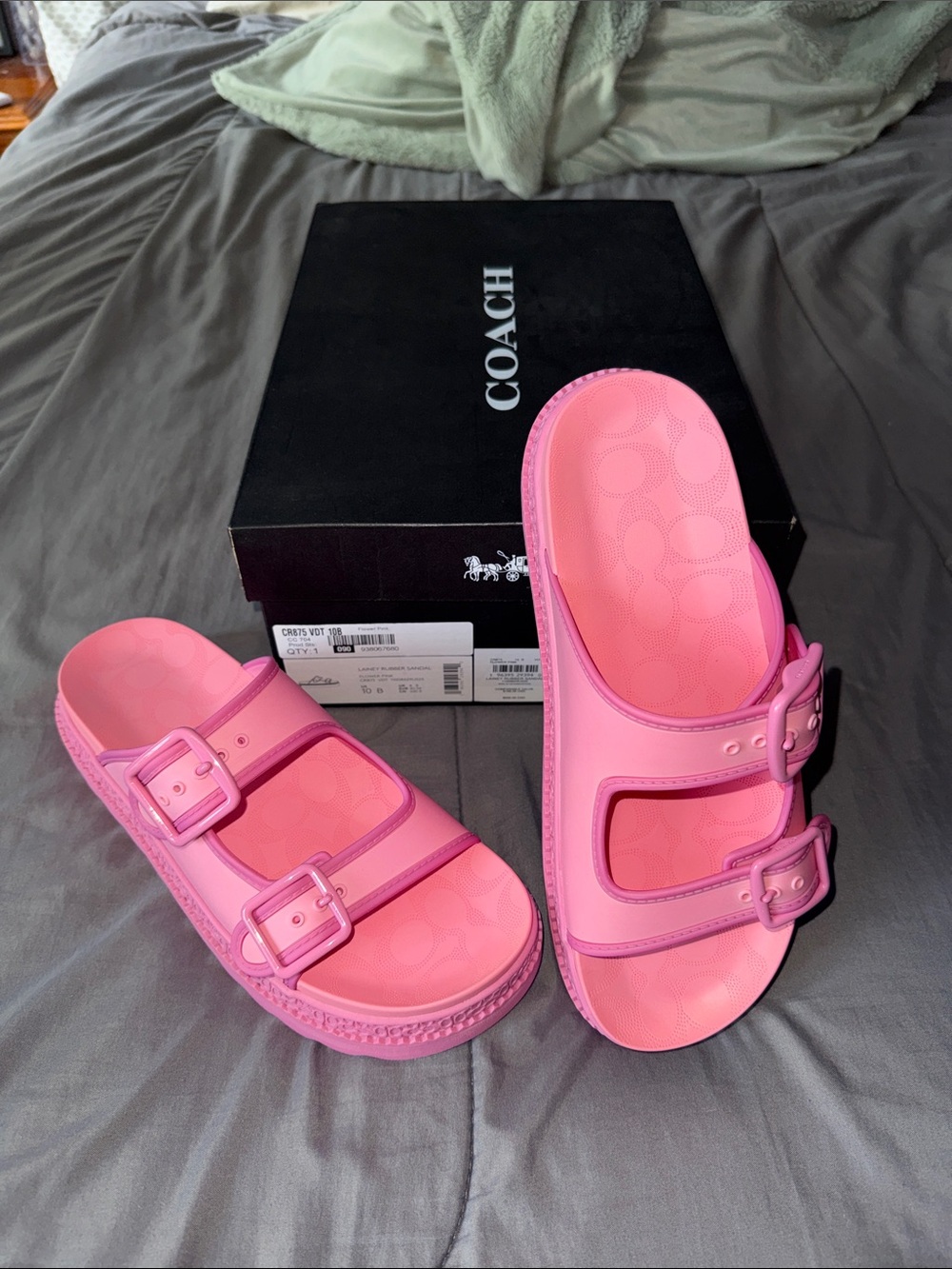 COACH Pink Lainey rubber sandals 10B
